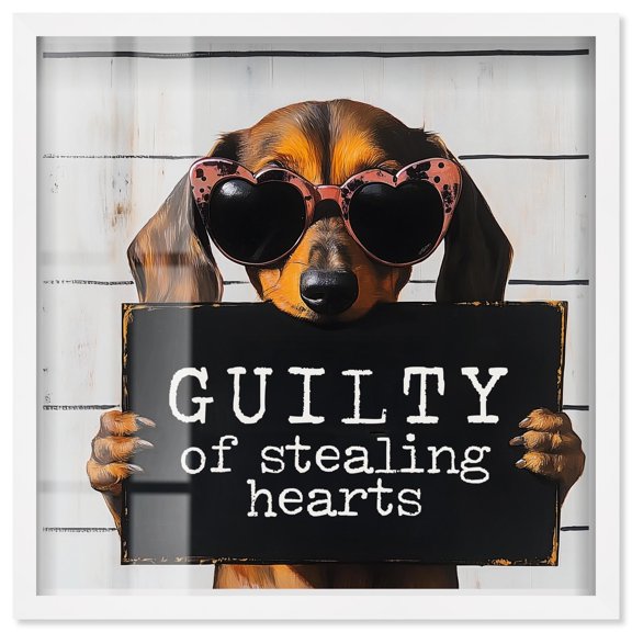 Guilty of Stealing Hearts Shadowbox Print Cute Wall Decor by Art Remedy, White Frame, 20 x 20