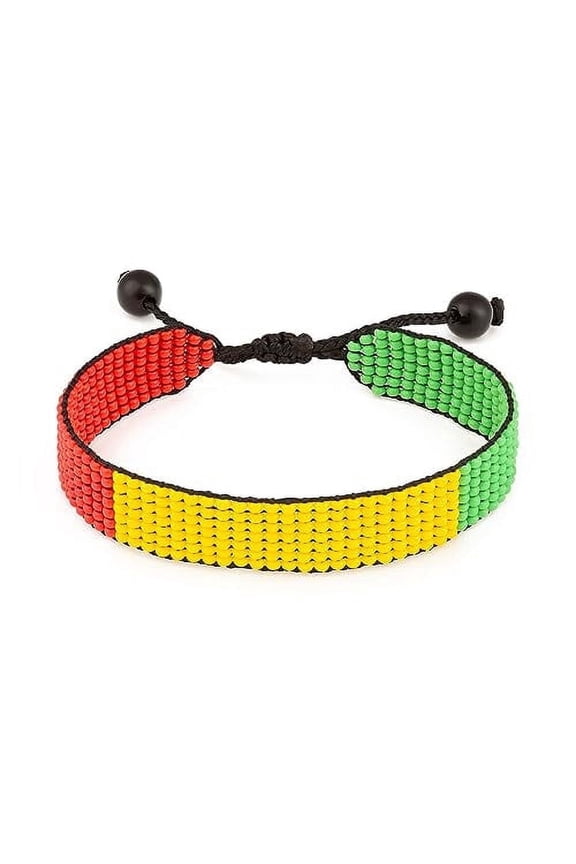 Guinea Flag Bracelet: Handmade Bracelet,Adjustable Beaded Boho-Style Rope Bangle with Patriotic Design