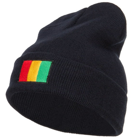 Guinea Flag Embroidered Long Beanie - Navy OSFM
