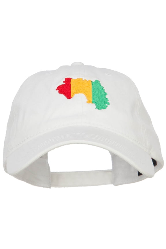 Guinea Map Flag Embroidered Washed Cap - White OSFM