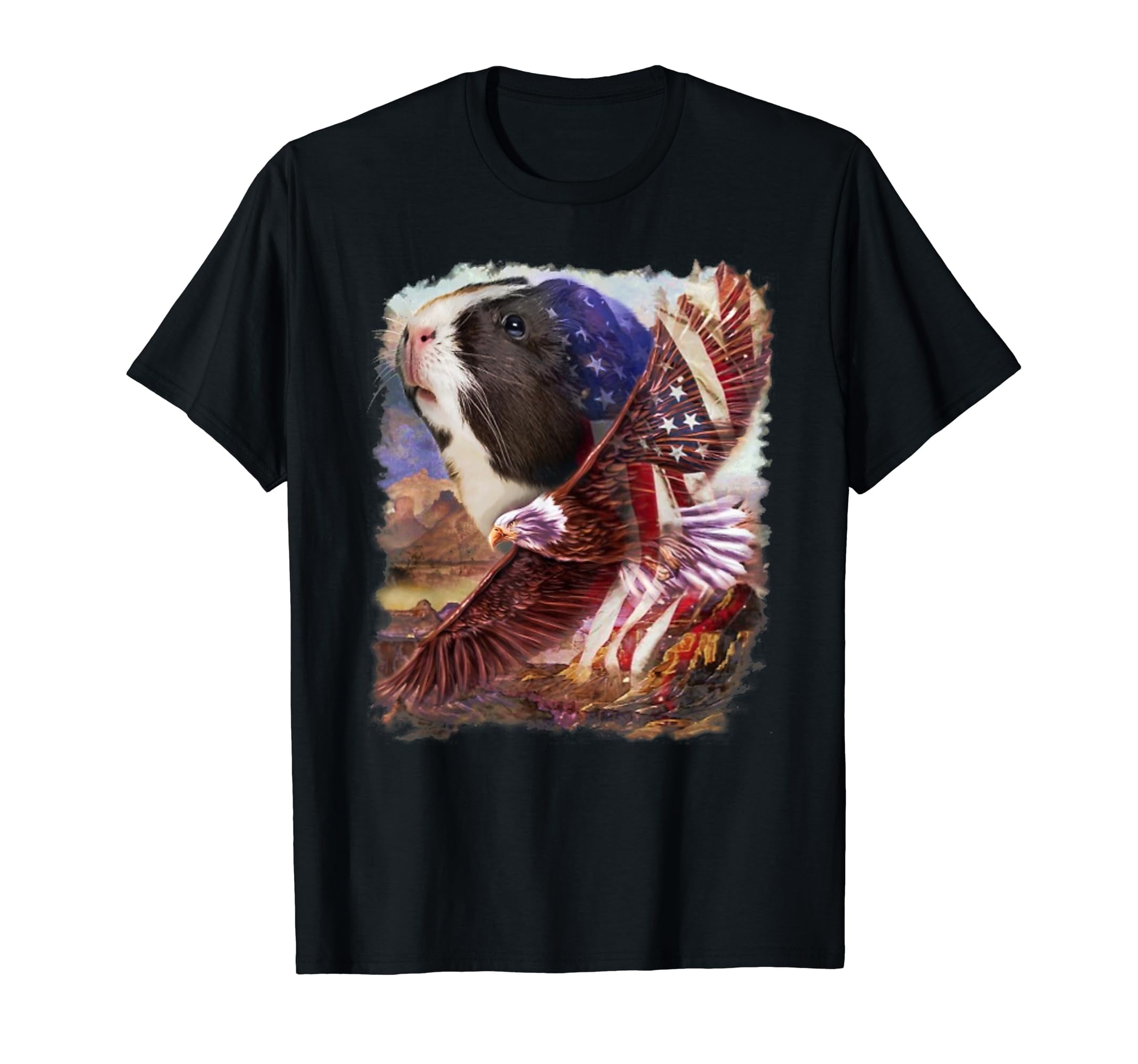 Guinea Pig American Flag 4th July Independence Eagle TShirt,Premium