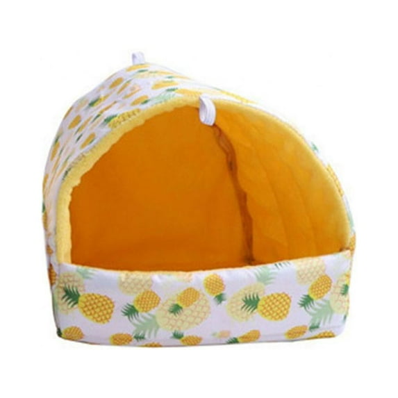 Guinea Pig Bed Cave Cozy Hamster House Large Hideout for Dwarf Rabbits Hedgehog Bearded Dragon Winter Nest Hamster Cage(Yellow Pineapple)