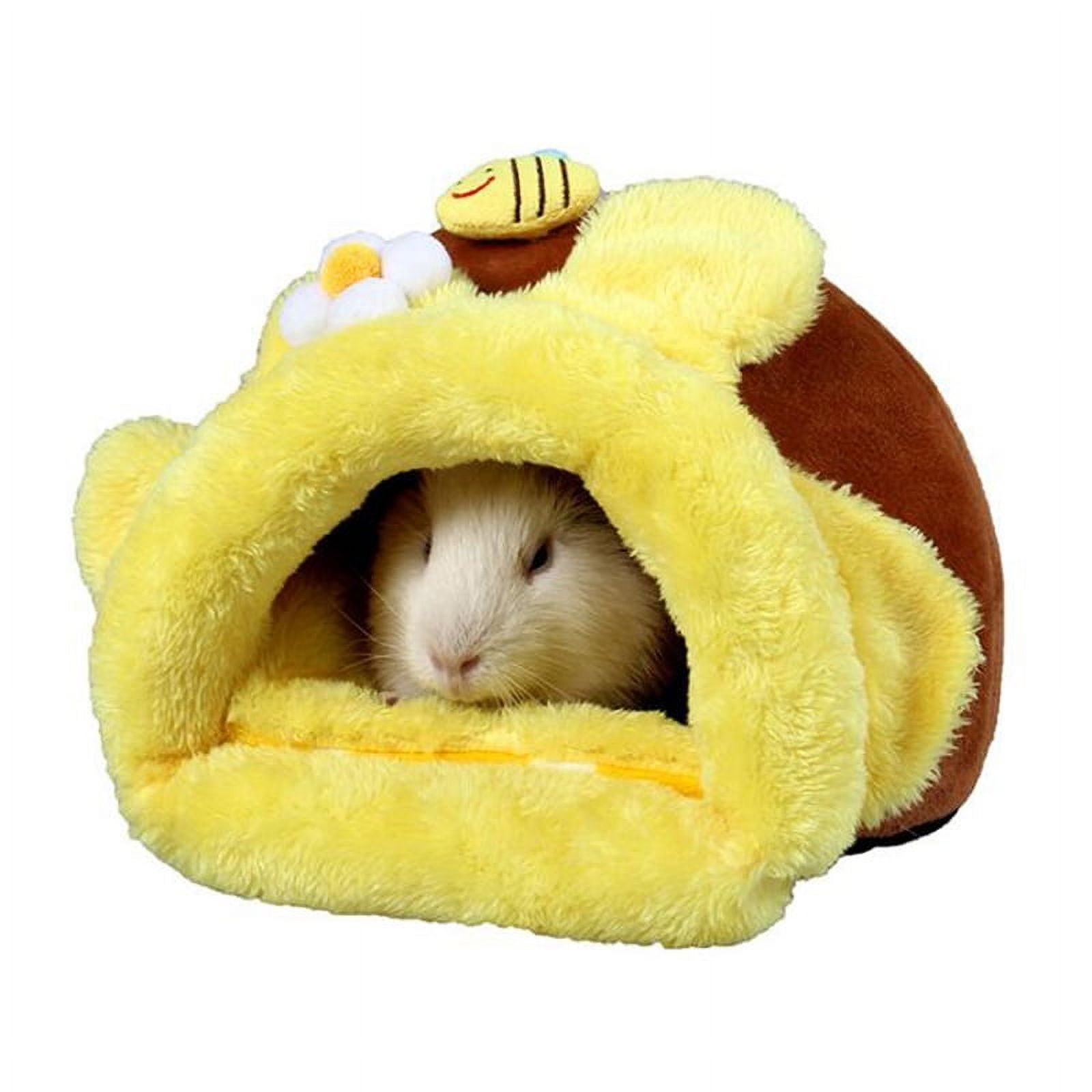 Guinea Pig Bed Cuddle Cave Warm Fleece Cozy House Bedding Sleeping Cushion Cage Nest for Small Animal Squirrel Chinchilla Hedgehog Cage Accessories Brown
