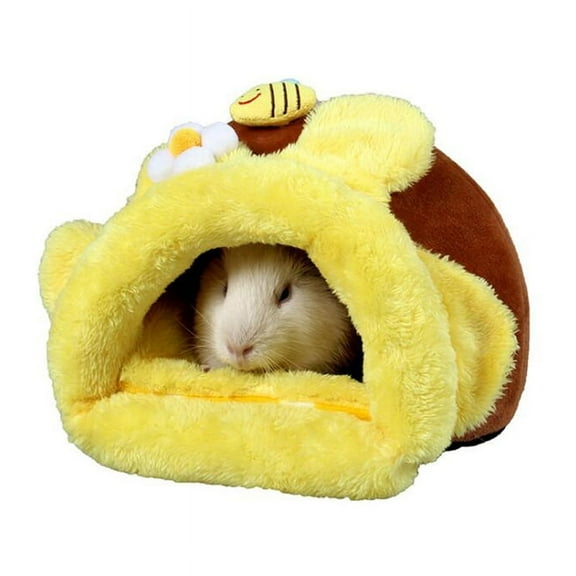 Guinea Pig Bed Cuddle Cave Warm Fleece Cozy House Bedding Sleeping Cushion Cage Nest for Small Animal Squirrel Chinchilla Hedgehog Cage Accessories Brown