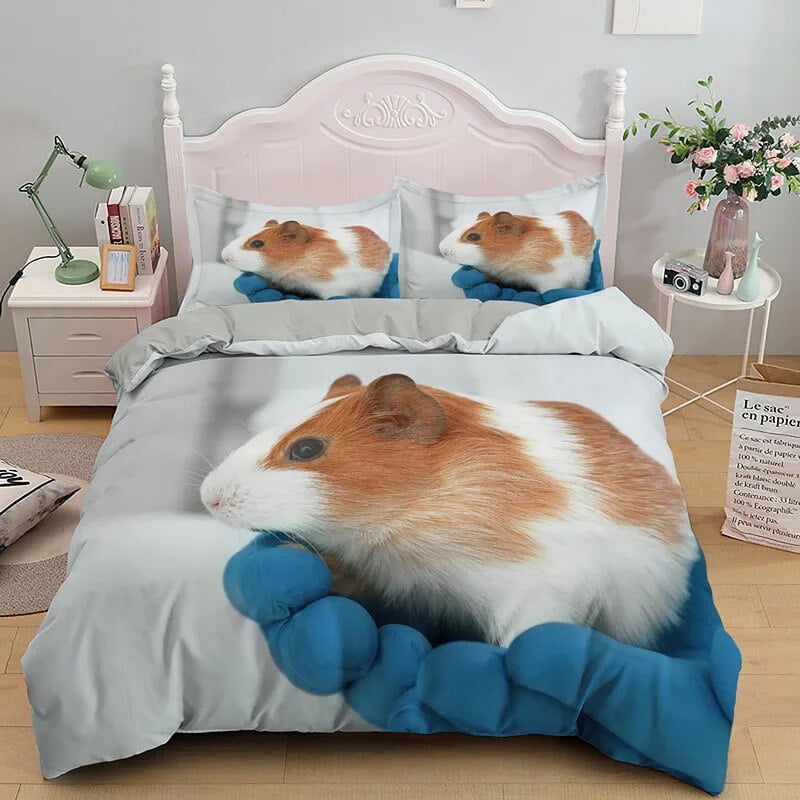 Guinea Pig Bedding Set King/Queen Size Cute Mouse 3D Printed Duvet