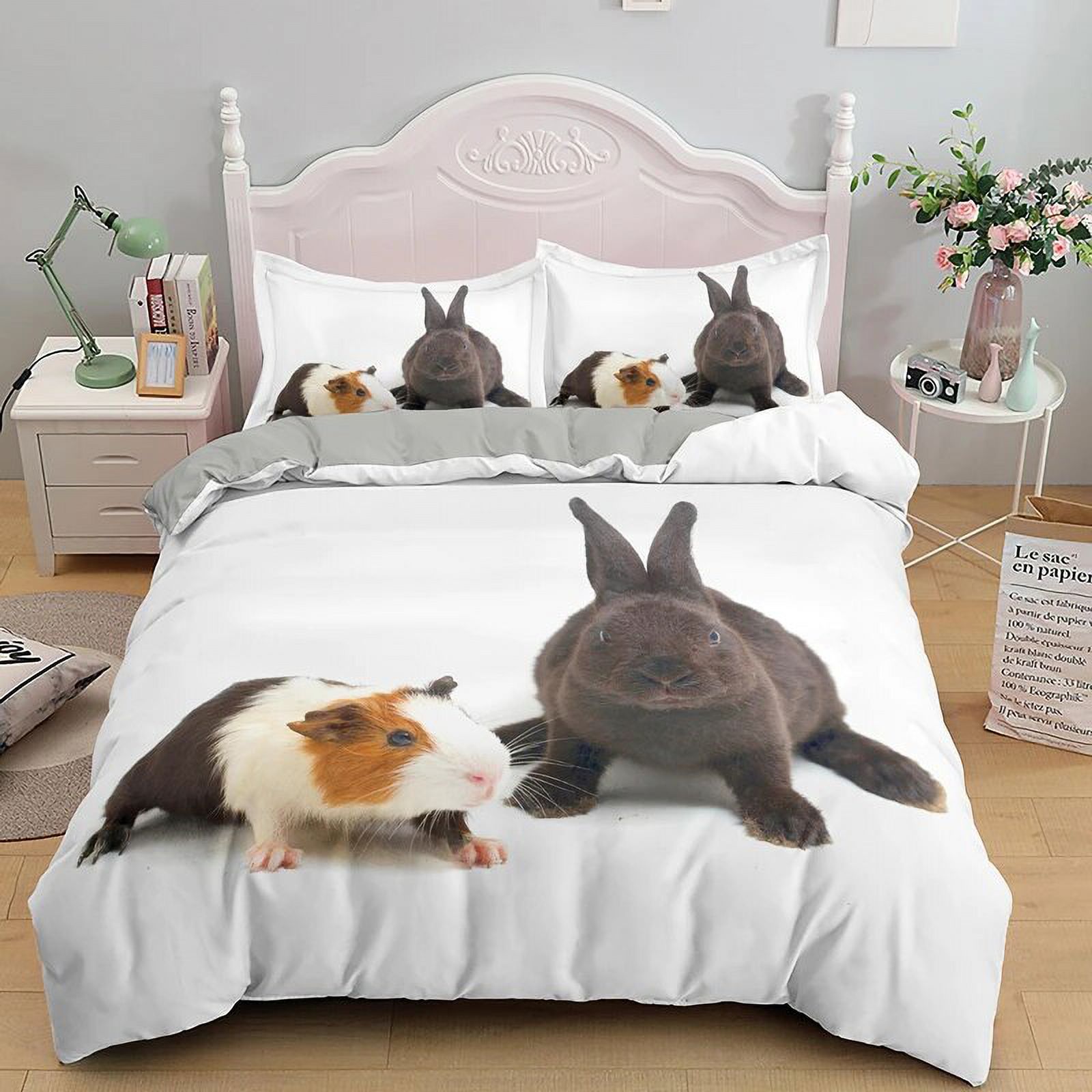 Guinea Pig Bedding Set King/Queen Size Cute Mouse 3D Printed Duvet