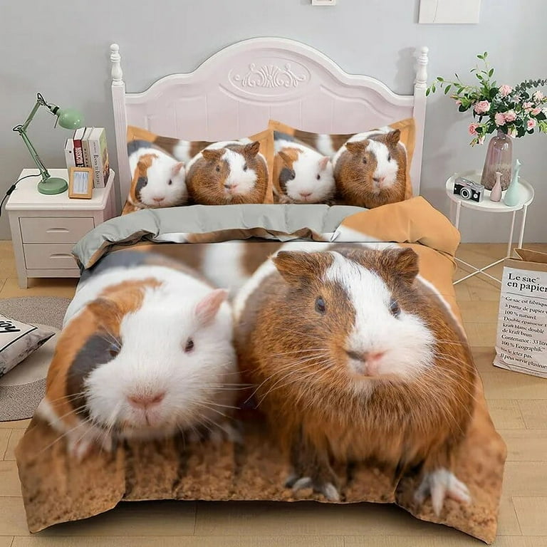 Guinea Pig Bedding Set King Size Cute Mouse 3D Printed Duvet Cover Animal Comforter for Kids Boys Girl Hamster Quilt Cover Walmart