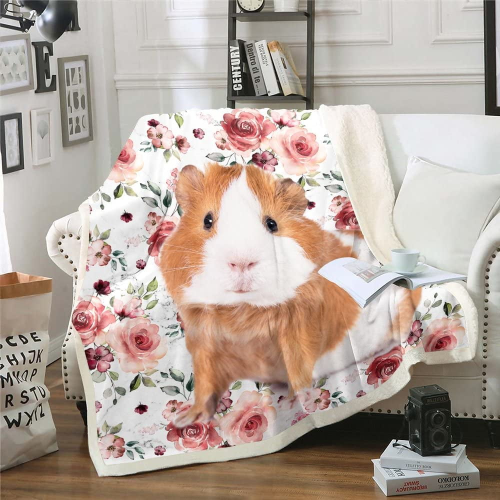 LodiSFOA Guinea Pig Throw Blanket - 50x60 Inch Flannel Pet Blanket For Couch, Bed, Decor