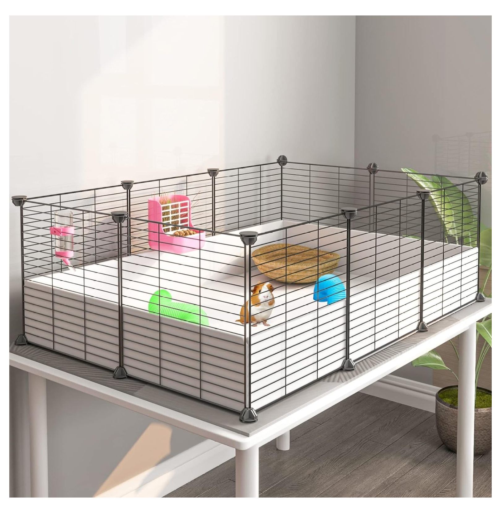 Guinea Pig Cage,Indoor Habitat Cage with Waterproof Plastic Bottom