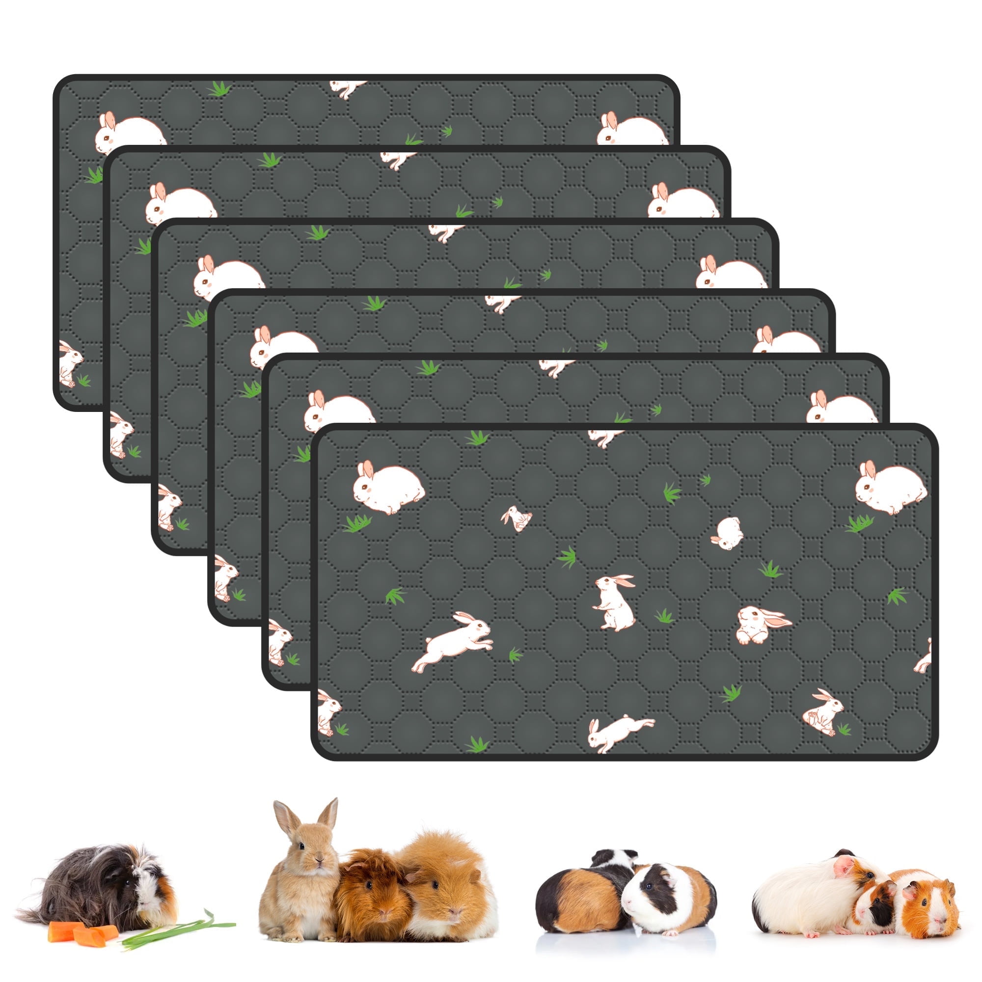 View of Guinea Pig Cage Liners 16x30 Inch(6 Pack) | Washable Waterproof Pee ...