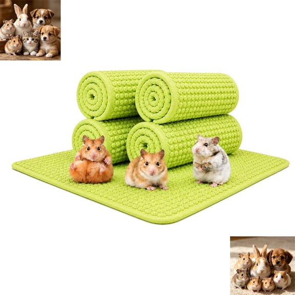 Guinea Pig  Cage Liners, 4 Pack Washable Chenille Bedding Mats, Soft Absorbent Reusable Pee Pads with Non-Slip Backing for Rabbits, Hamsters, Chinchillas, Small Pets(C)