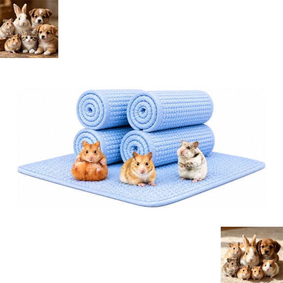 Guinea Pig  Cage Liners, 4 Pack Washable Chenille Bedding Mats, Soft Absorbent Reusable Pee Pads with Non-Slip Backing for Rabbits, Hamsters, Chinchillas, Small Pets(B)