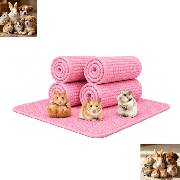Guinea Pig  Cage Liners, 4 Pack Washable Chenille Bedding Mats, Soft Absorbent Reusable Pee Pads with Non-Slip Backing for Rabbits, Hamsters, Chinchillas, Small Pets(A)