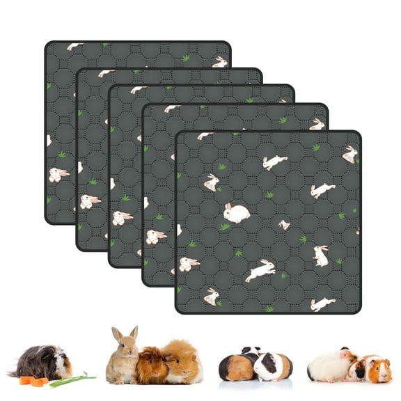 Guinea Pig Cage Liners Washable (5 Pack) - 12x12 Inch Waterproof & Absorbent Pee Pads | Reusable Fleece Bedding with Non-Slip Backing | Odor Control for Midwest & C&C Cages, Rabbits