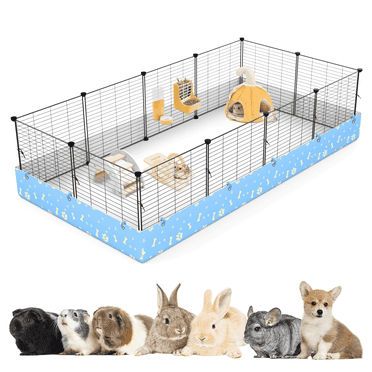 Guinea Pig Cage with Waterproof Liner, Indoor C&C Rabbit Bunny Small Animal Cage Playpen with Liner, Dog Puppy Playpen Chinchilla Hedgehog Cage （12 panel)