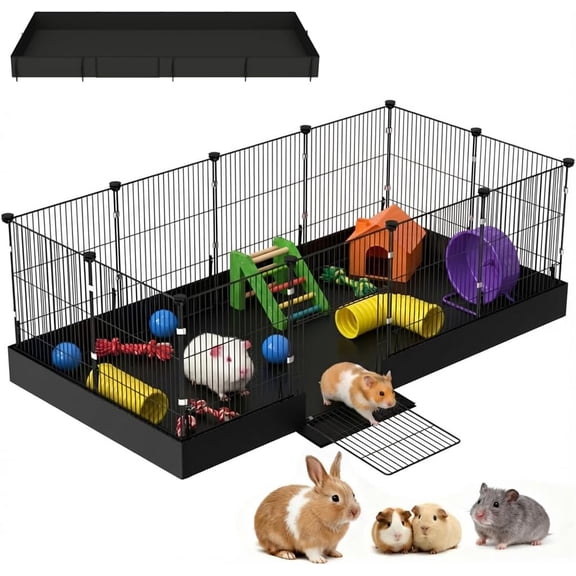 Guinea Pig Cages DIY Playpen with Waterproof Liner, Expandable Cage, Metal Wire Yard Fence
