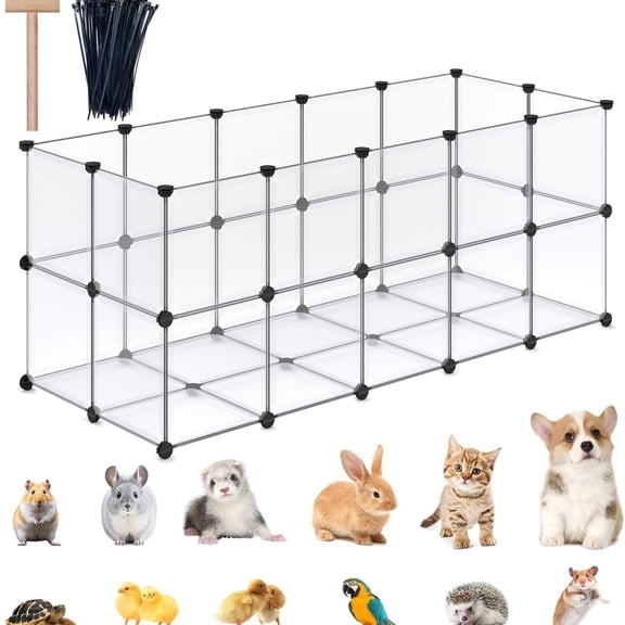 Guinea Pig Cages with Floor, Puppy Playpen, Small Animal Playpen for Rabbit, Bunny, Ferret, Hedgehog, DIY, Expanded, Portable, Exercise Fence