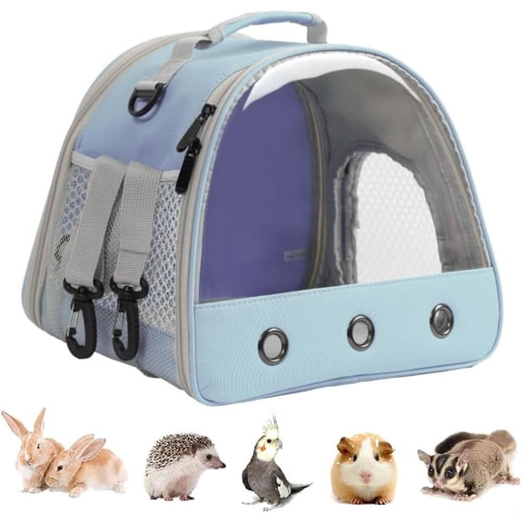 Guinea Pig Carrier Backpack, Clear Bubble Window Backpack for Guinea Pig, Bunny Rat Bird (Blue, Carrier)