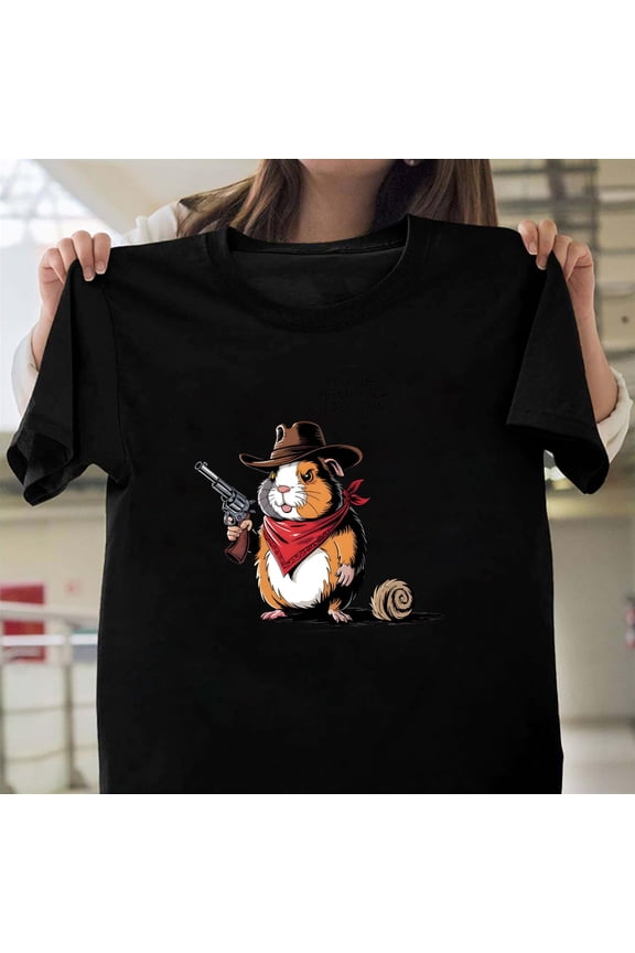 Guinea Pig Cowboy Funny Western Pet Humor Cute Unisex T-Shirt, Animal Costume V60476, Up to Size 5XL