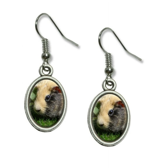 Guinea Pig Dangling Drop Oval Earrings