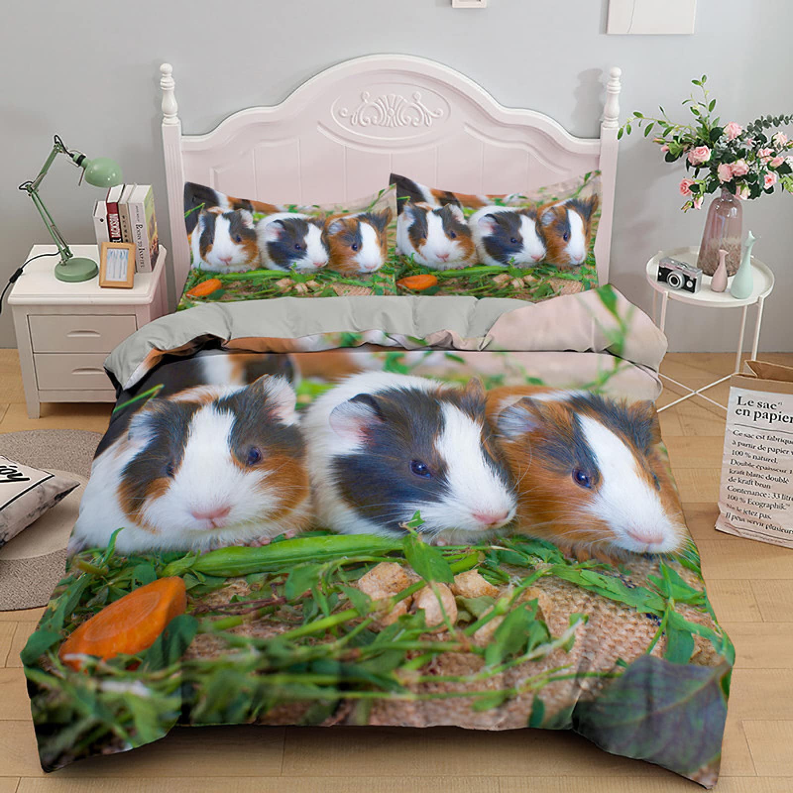 Guinea Pig Duvet Cover Set King Size Cute Guinea Pig Comforter Cover