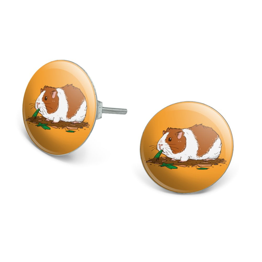 Guinea Pig Eating Novelty Silver Plated Stud Earrings