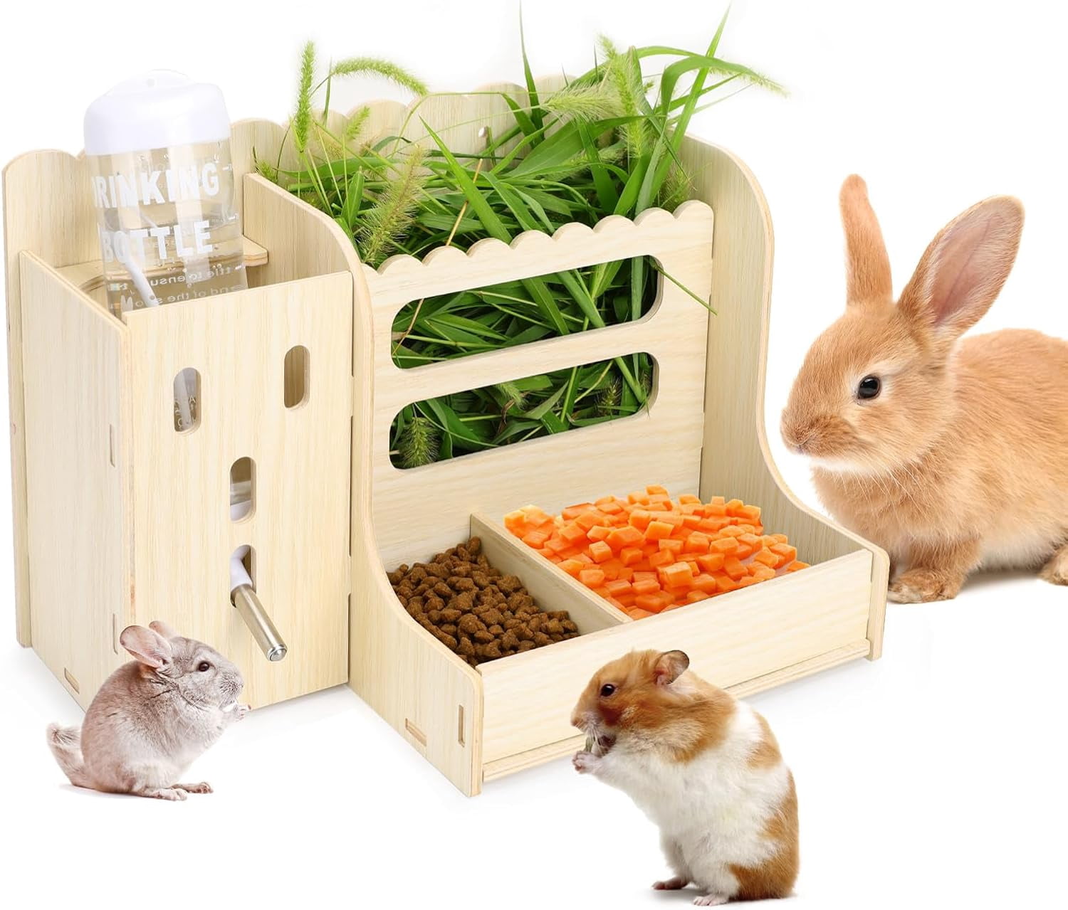 Image showcasing Guinea Pig Feeder, Guinea Pig Hay Feeders with Water Bottles, Hay ...
