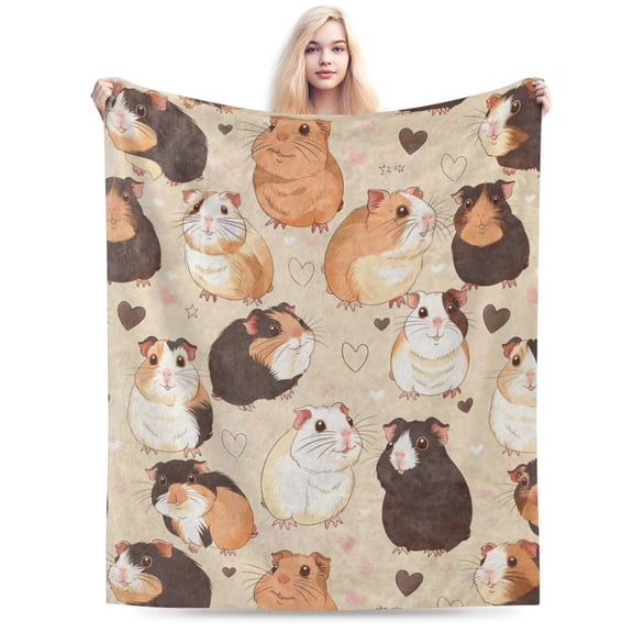 Guinea Pig Fleece Blanket Gifts for Adults, Adorable Pet Cozy Throw Blanket 50x40