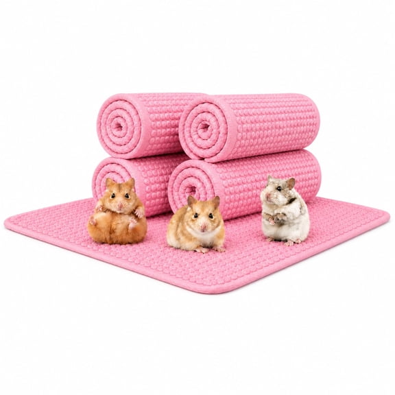 Guinea Pig Fleece Cage Liners, 4 Pack Washable Chenille Bedding Mats, Soft Absorbent Reusable Pee Pads with Non-Slip Backing for Rabbits, Hamsters, Chinchillas, Small Pets