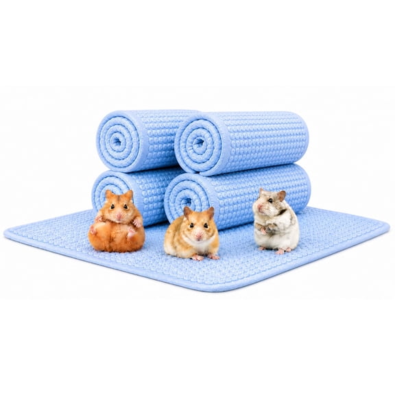 Guinea Pig Fleece Cage Liners, 4 Pack Washable Chenille Bedding Mats, Soft Absorbent Reusable Pee Pads with Non-Slip Backing for Rabbits, Hamsters, Chinchillas, Small Pets