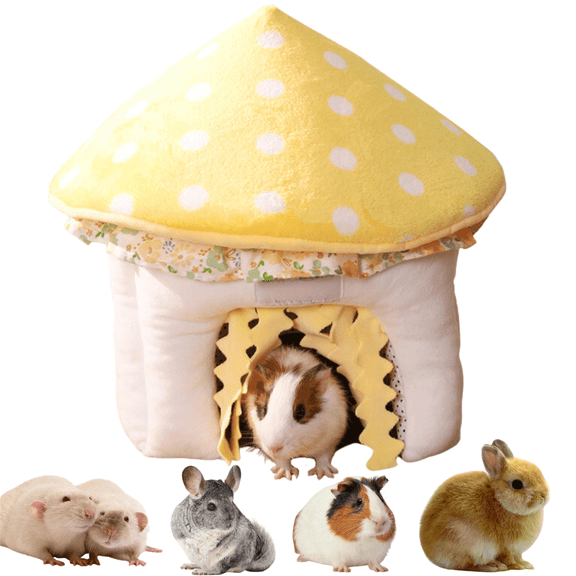 Guinea Pig Hideout, Cute Mushroom Shaped Bunny Hideout, Warm Guinea Pig Cave Soft Fleece Rabbit Bed Washable Small Animal Tent for Hamster, Chinchilla, Ferret, and Other Small Pets