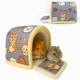 thumbnail image 1 of Guinea Pig Hideout for Hamster & Guinea Pig Cage Accessories - Washable Fleece Hideout/House with Step Pad, for Rabbit/Chinchilla/Ferret (S/L), 1 of 9