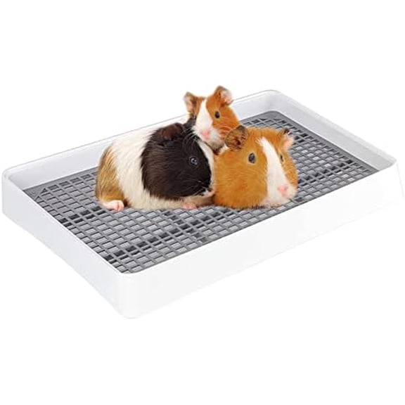 Guinea Pig Litter Box for Cage, Guinea Pigs Litter Pan with Grid, Rectangular Small Amimal Potty Trainer Tray Pet Toilet for Rat Chipmunk Chinchilla Hedgehog Hamster Ferret Rabbit
