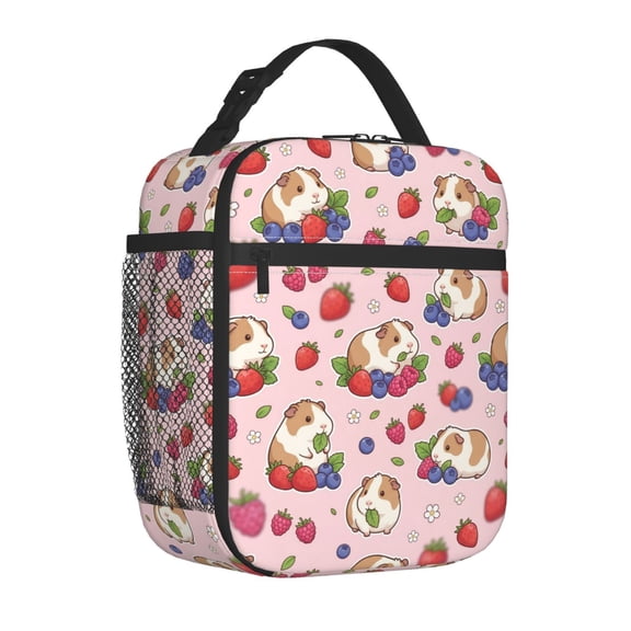 Guinea Pig Lunch Bag, Heavy-Duty Strawberry Theme Insulated Bag, Reusable Reliable Thermal Bento Pack, Practical Handheld Container For Camping