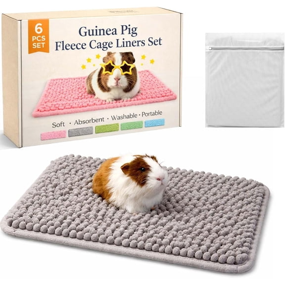 Guinea Pig Mats Washable Absorbent Cage Liners Set 20 x 12 In Non Slip Soft Absorbent Cage Bedding for Small Animals