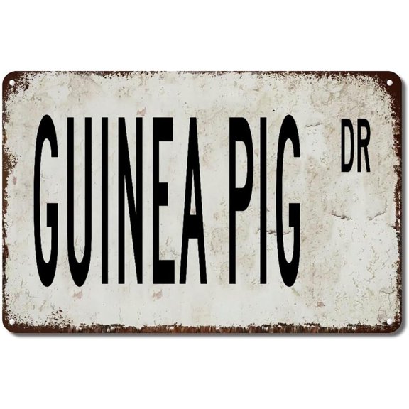 Guinea Pig Metal Signs 12x8in Animal Sign Men Cave Wall Decoration Vintage Metal for Outside for Outdoor Patio Yard Pool Garden Porch Garage Birthday Housewarming Gift