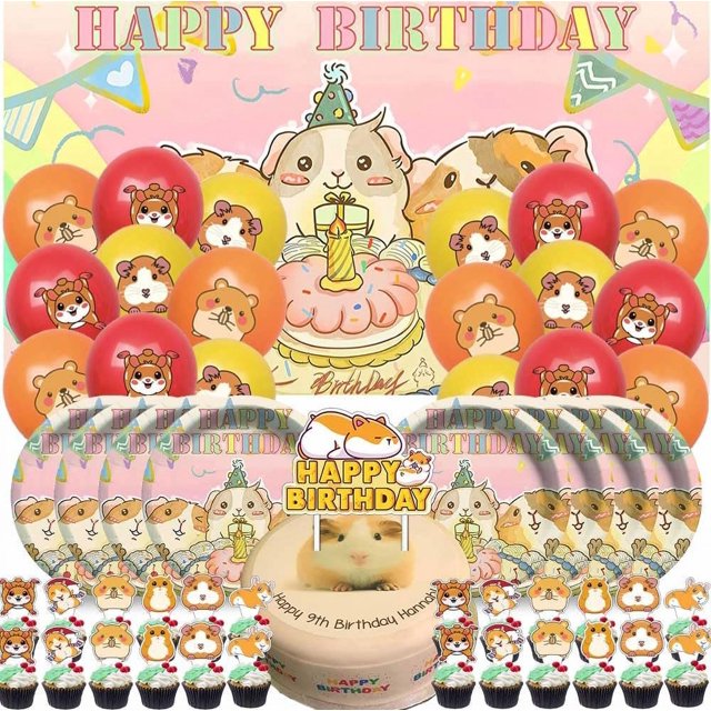 Guinea Pig Party Supplies Set Birthday Decorations, Plates, Backdrop