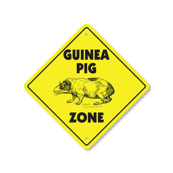 Guinea Pig Plastic Crossing Sign - 10 Inch X 10 Inch Xing Sign Gift Pet Animal Cute Furry Family Kids House Fun Love Play Decor