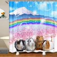 thumbnail image 1 of Guinea Pig Shower Curtain for Girls Boys Kids Cute Cavy Lovely Pet Bath Curtain Rainbow Mountain Landscape Bathroom Shower Curtain Set Room Decor Cherry Tree Waterproof Polyester Curtains 72x84 Inch, 1 of 5