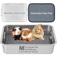 thumbnail image 1 of Guinea Pig Stainless Steel Litter Box with Raised Grid and Washable Pad,Small Bunny Rabbit Litter Pan High Side, Ferret Rat Litter Box, Small Animal Toilet Potty Tray Easy Clean,Less Stink, 1 of 9