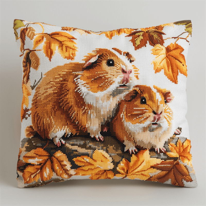 Guinea Pig Stamped Cross Stitch Pillow Cases , 45X45CM , Cross Stitch Kits for Beginner (11 Count)