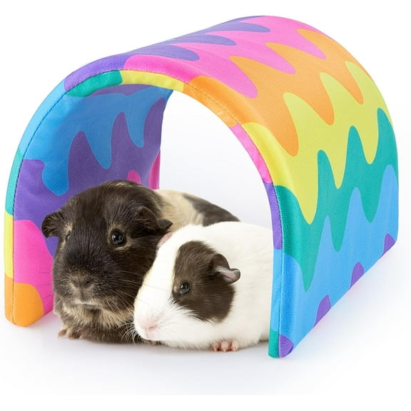 Guinea Pig Tunnel, Guinea Pig Hideout, Washable Rabbit Tunnel and Bunny House, Rabbit Toys in Cages for Guinea Pig Bunny Rabbit Small Animal Rainbow Wave