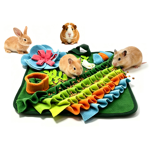 Guinea Pigs Foraging Mat,Rabbit Snuffle Mat for Bunny Hamsters Puzzle Toys Interactive Feeding Mats for Hedgehogs Chinchillas Ferrets