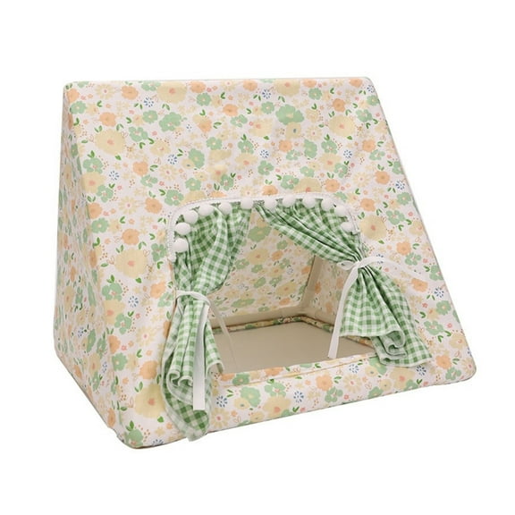 Guinea Pigs Hideaway Tent House with Curtain Small Pet Flower Print Hideouts Bed for Cage Hamsters Hideaway Playtent