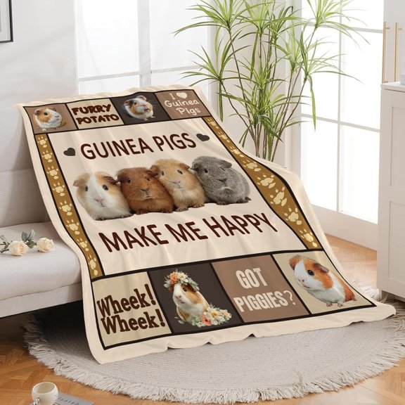HNQEICB Throw Blanket 50 x 60 inches Fleece Guinea Pigs Make Me Happy for Couch Sofa and Bed