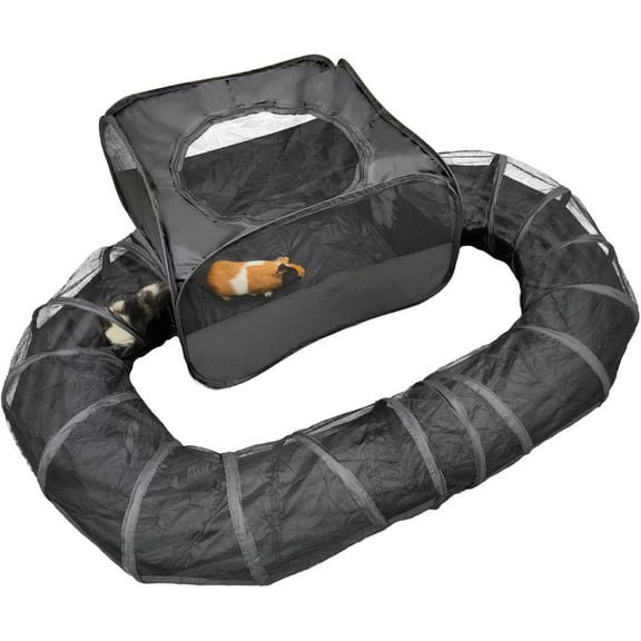 Guinea Pigs Playpen ,Pop Open Tent,Chinchilla,Ferret and Other Small Animals to Run and Exercise (Playpen with Tunnel)