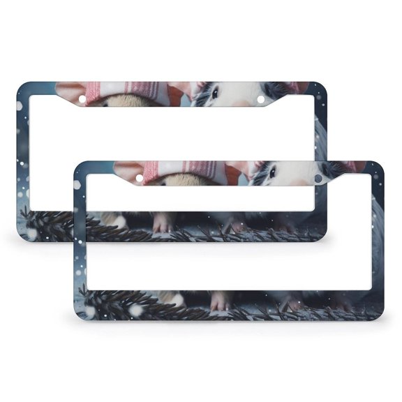 Guinea Pigs with Santa Hats License Plate Frame 2 Pack Cute Guinea Pig Car License Plate Frame for Women Men US Vehicles Standard 2 Holes Quality Aluminum License Plate Frames