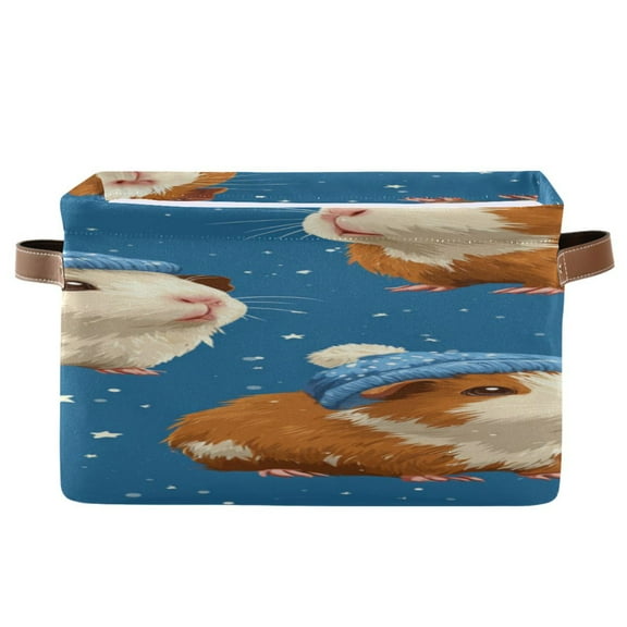 Guinea Pigs in Christmas Square Storage Bins with Handles Collapsible Containing Box 1 Pack