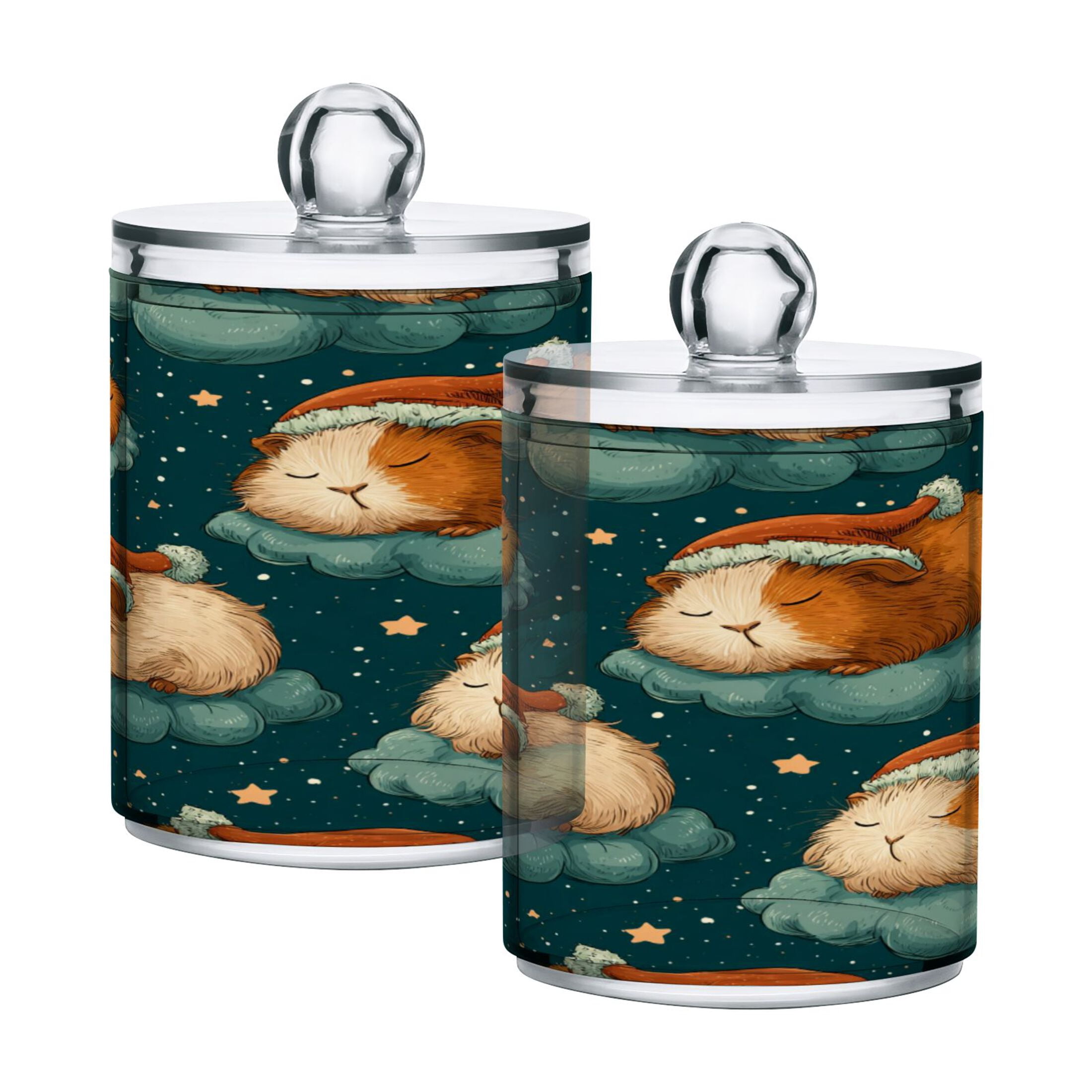 Guinea Pigs with Christmas Hat Sleeping Translucent Plastic Cans ...