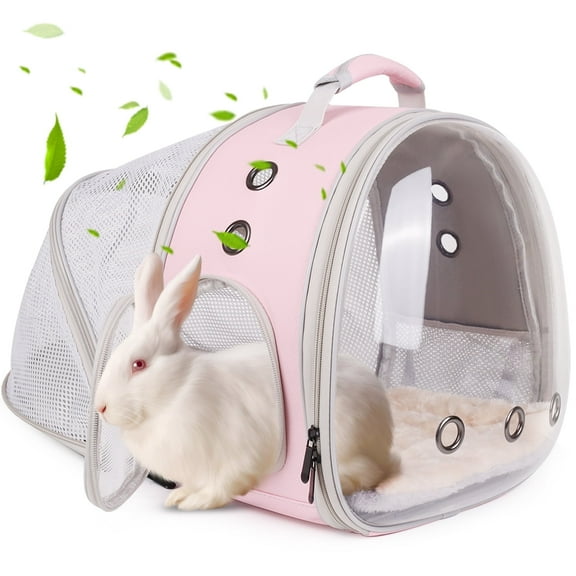 Back Expandable Backpack for Small Animals, Portable Travel Bag Breathable Pet Carrier Cages for Bunny, Guinea Pig, Rabbit, Squirrel, Tortoise